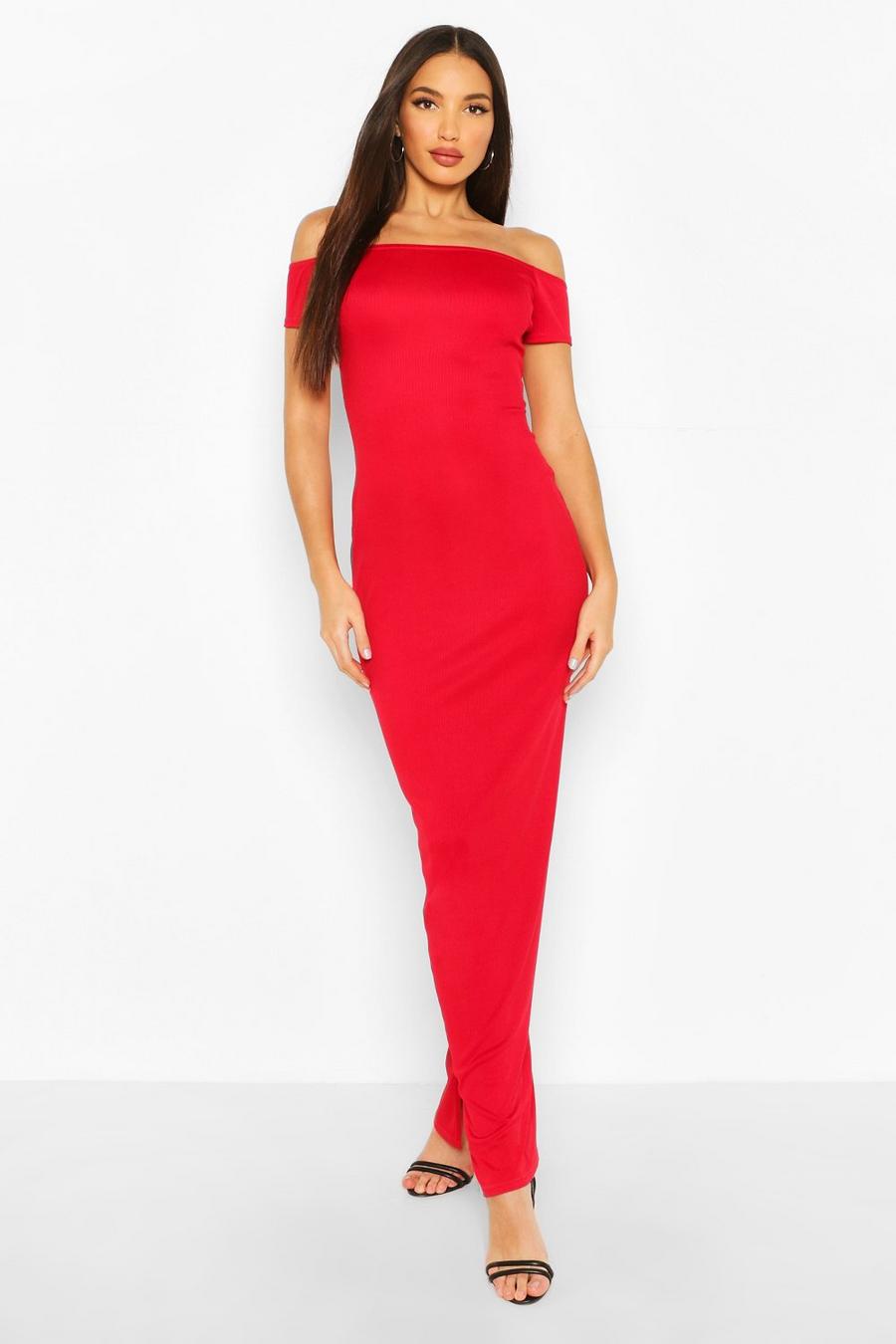 Tall Basic Rib Off The Shoulder Maxi Dress image number 1
