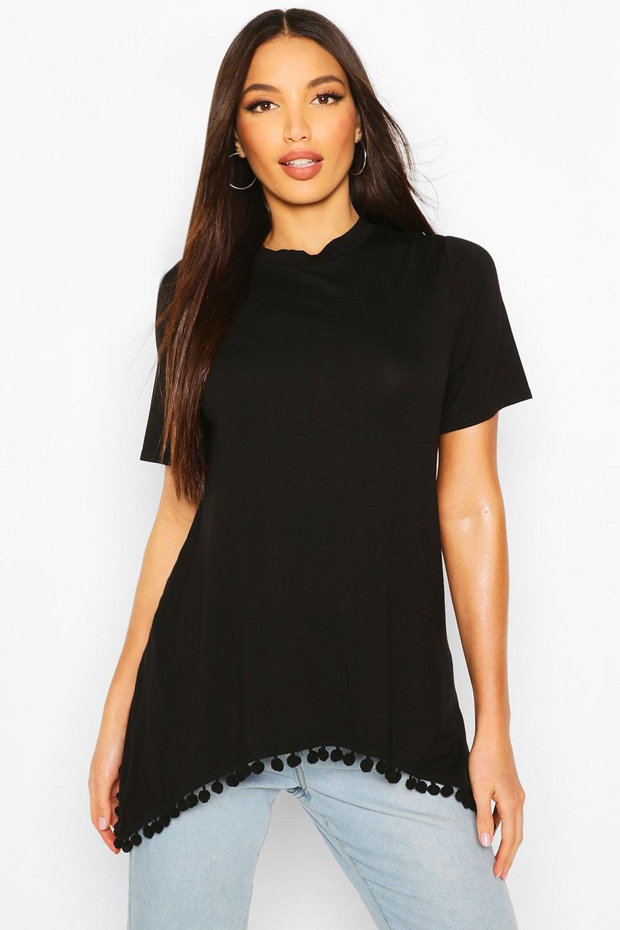 Tall Longline T-Shirt mit Bommeln image number 1