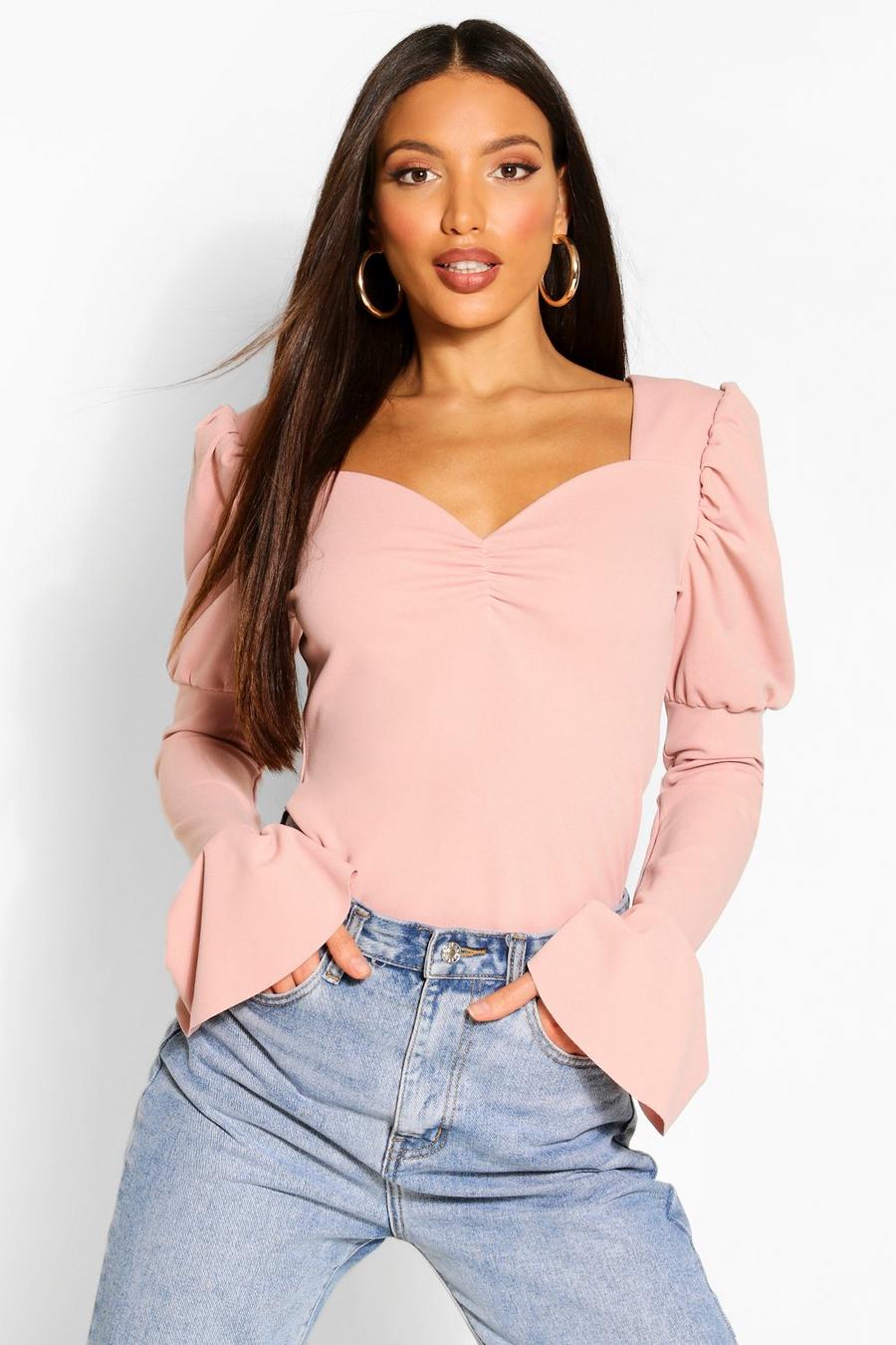 Rose Tall Puff Sleeve Ruched Front Top image number 1