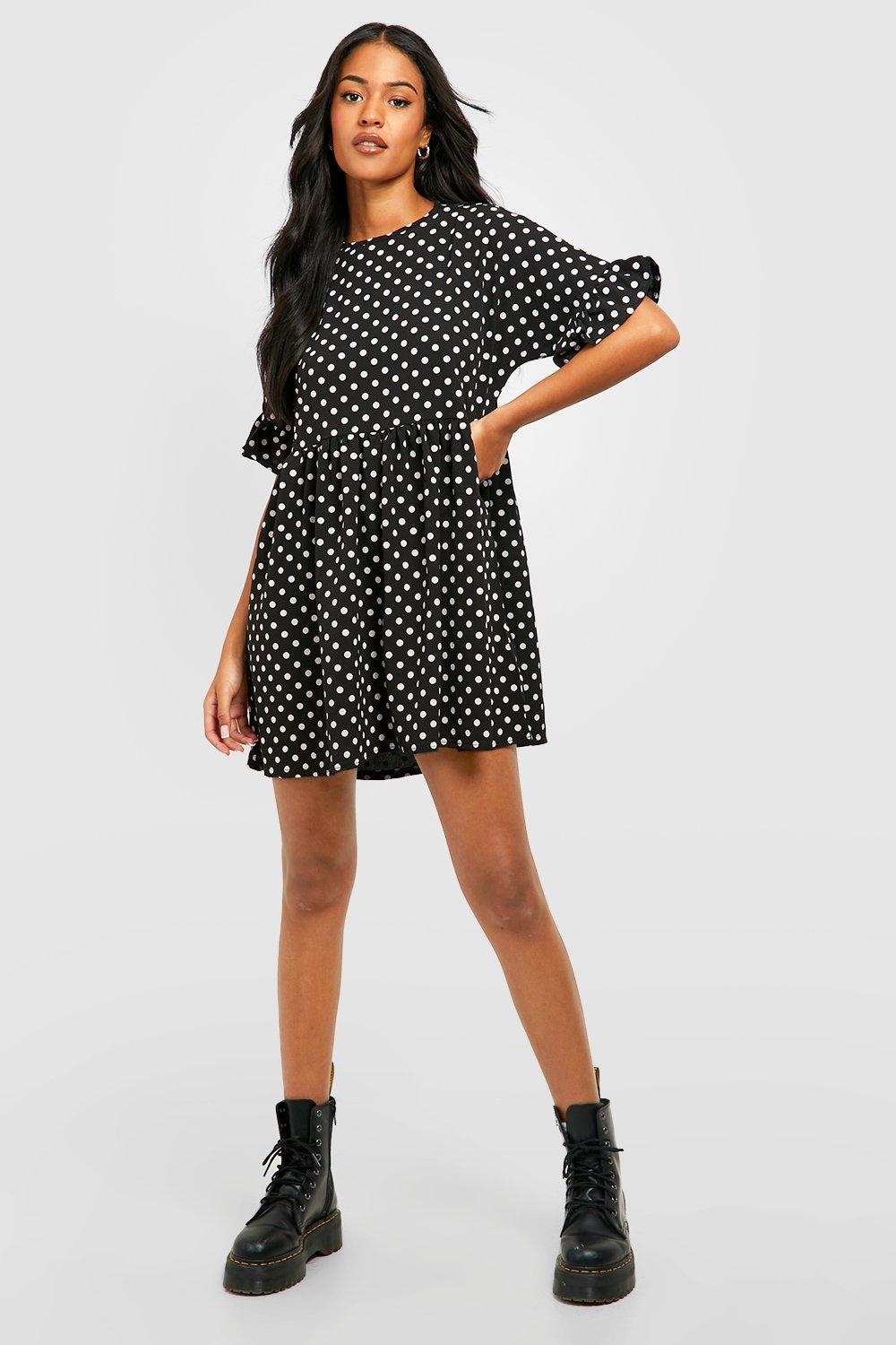 Polka dot jumper dress on sale