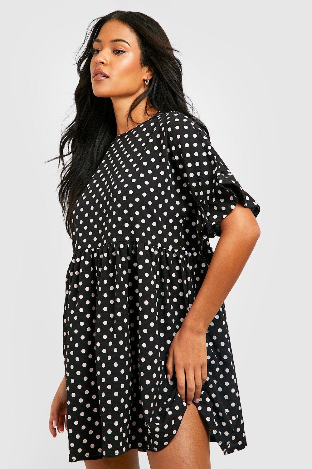 Boohoo black and 2024 white polka dot dress