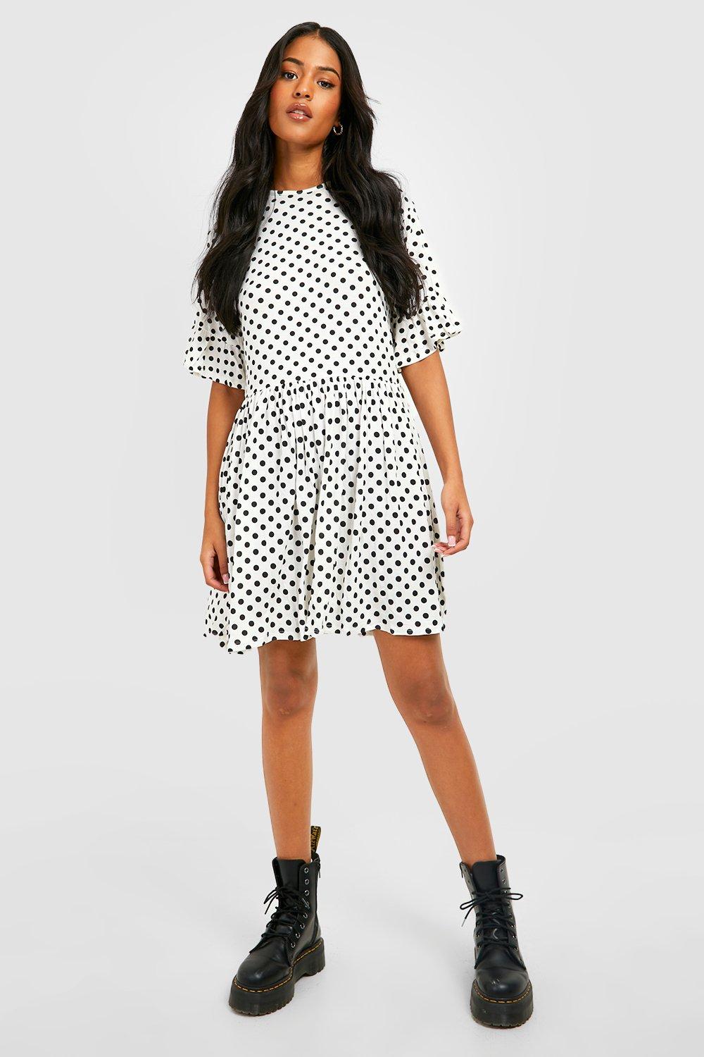 Tall Polka Dot Smock Dress boohoo