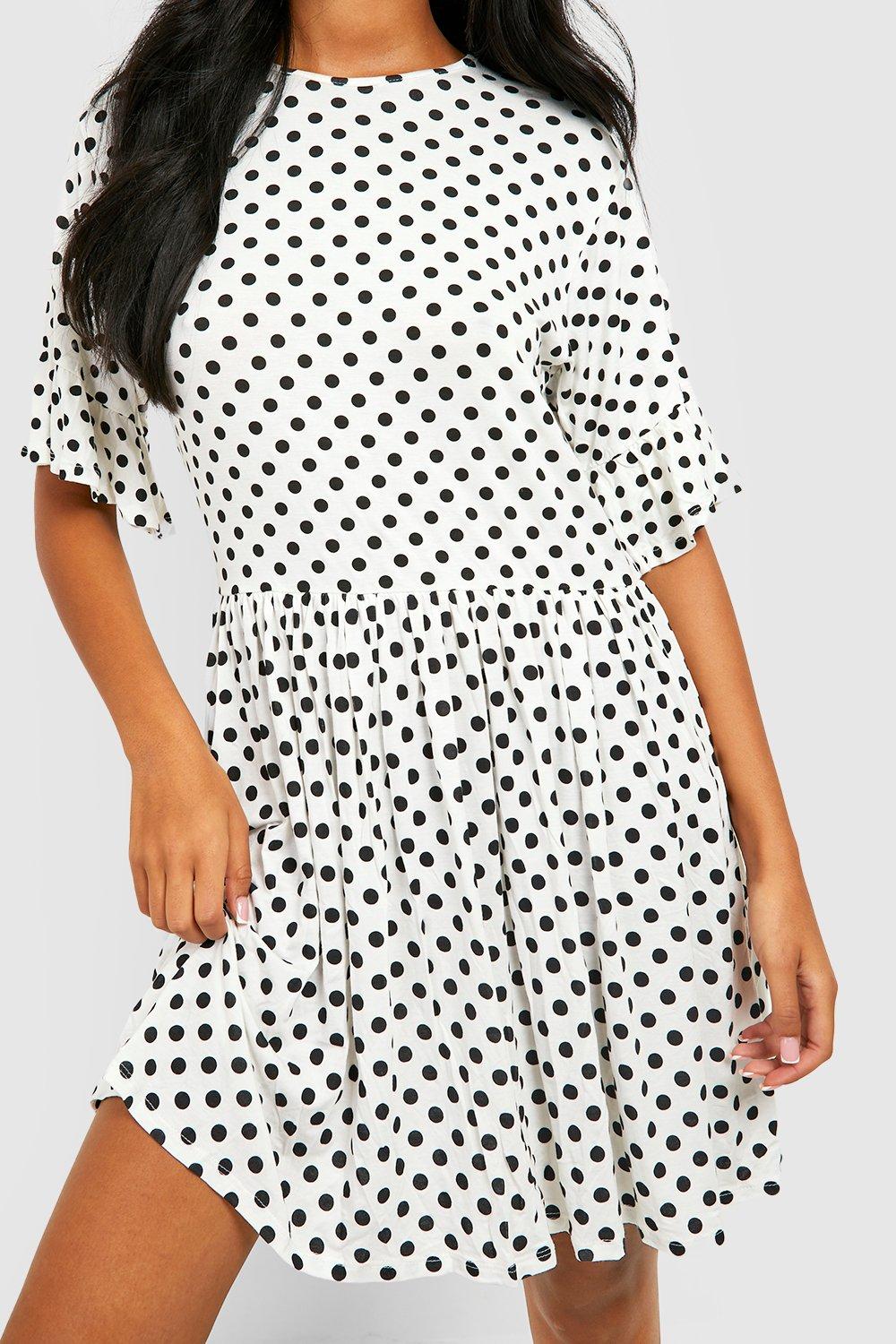 Boohoo white best sale polka dot dress