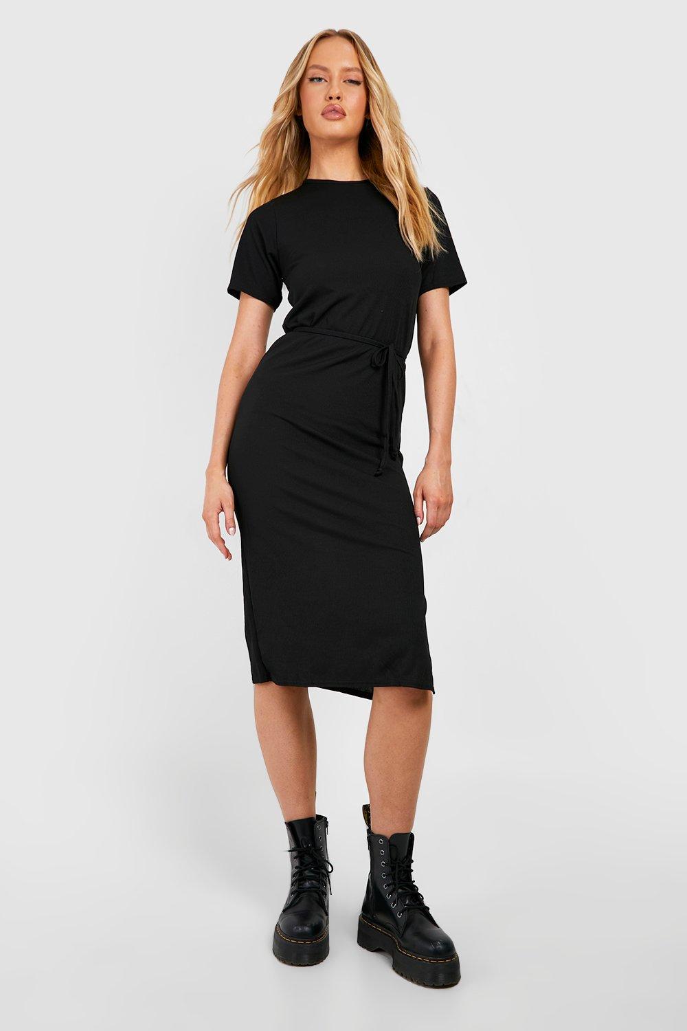 Boohoo black cheap t shirt dress