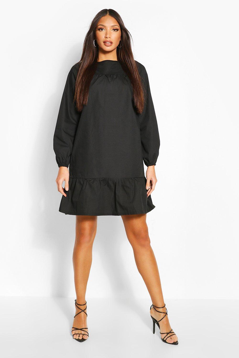 black mini smock dress