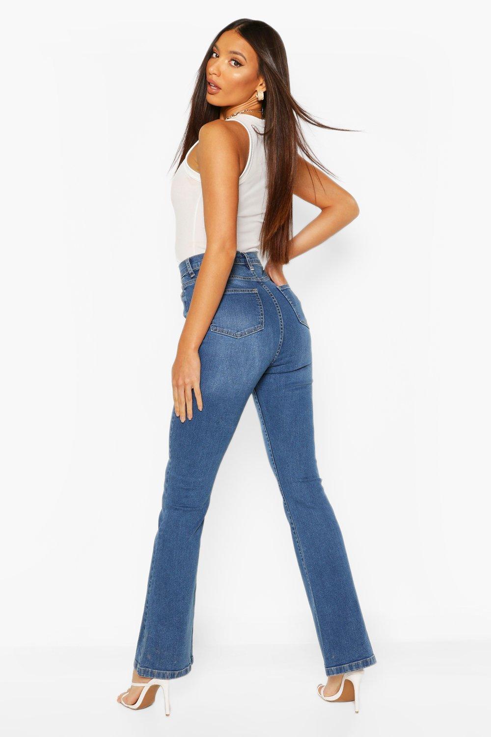 high waisted long flare jeans