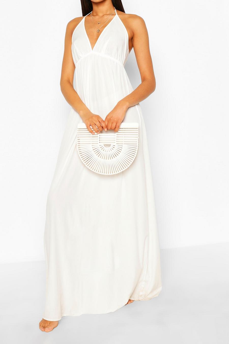 White Tall Strappy Maxi Beach Dress image number 1