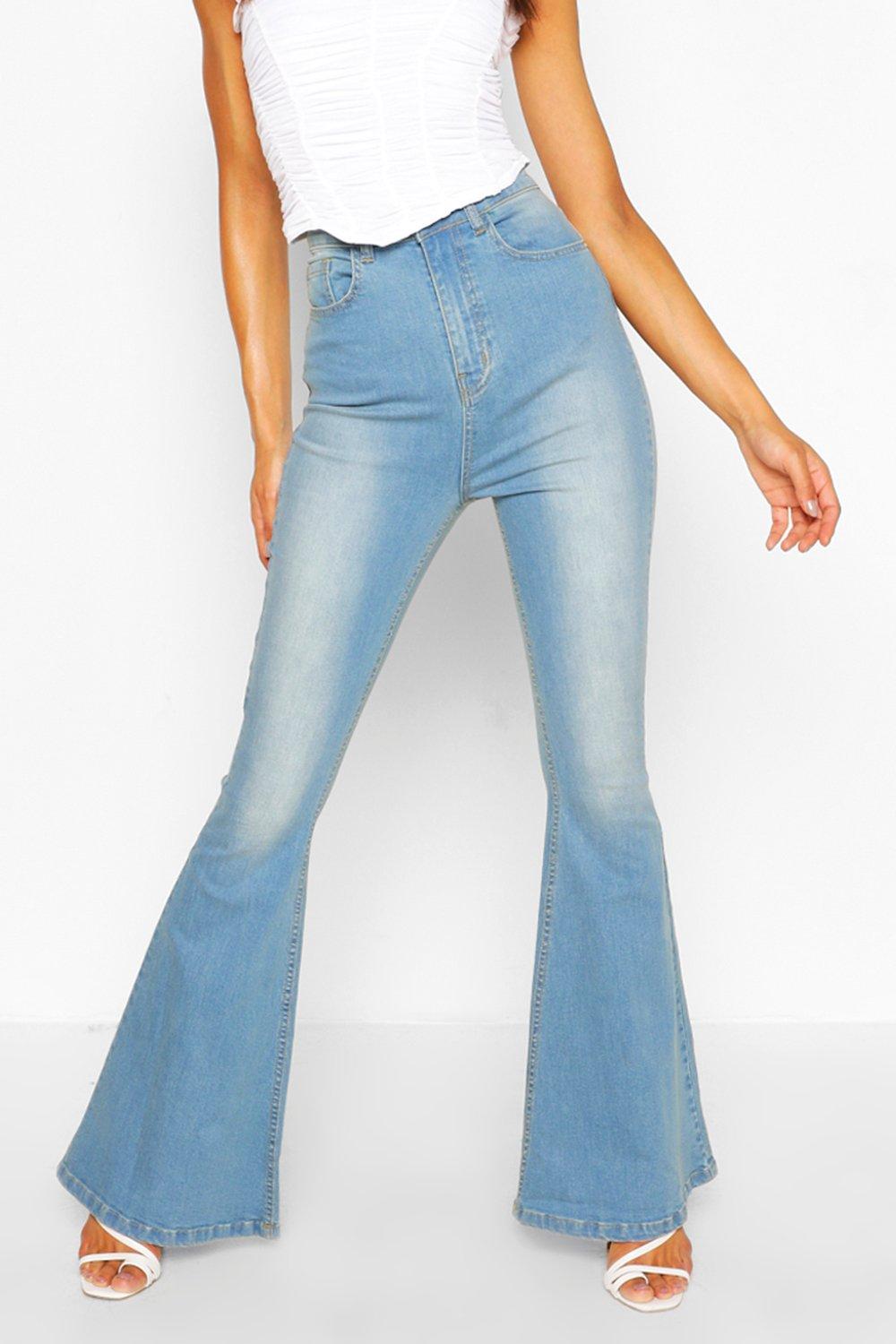 Flare For You Tall High Waisted Flared Leg Jeans in Light Blue Wash