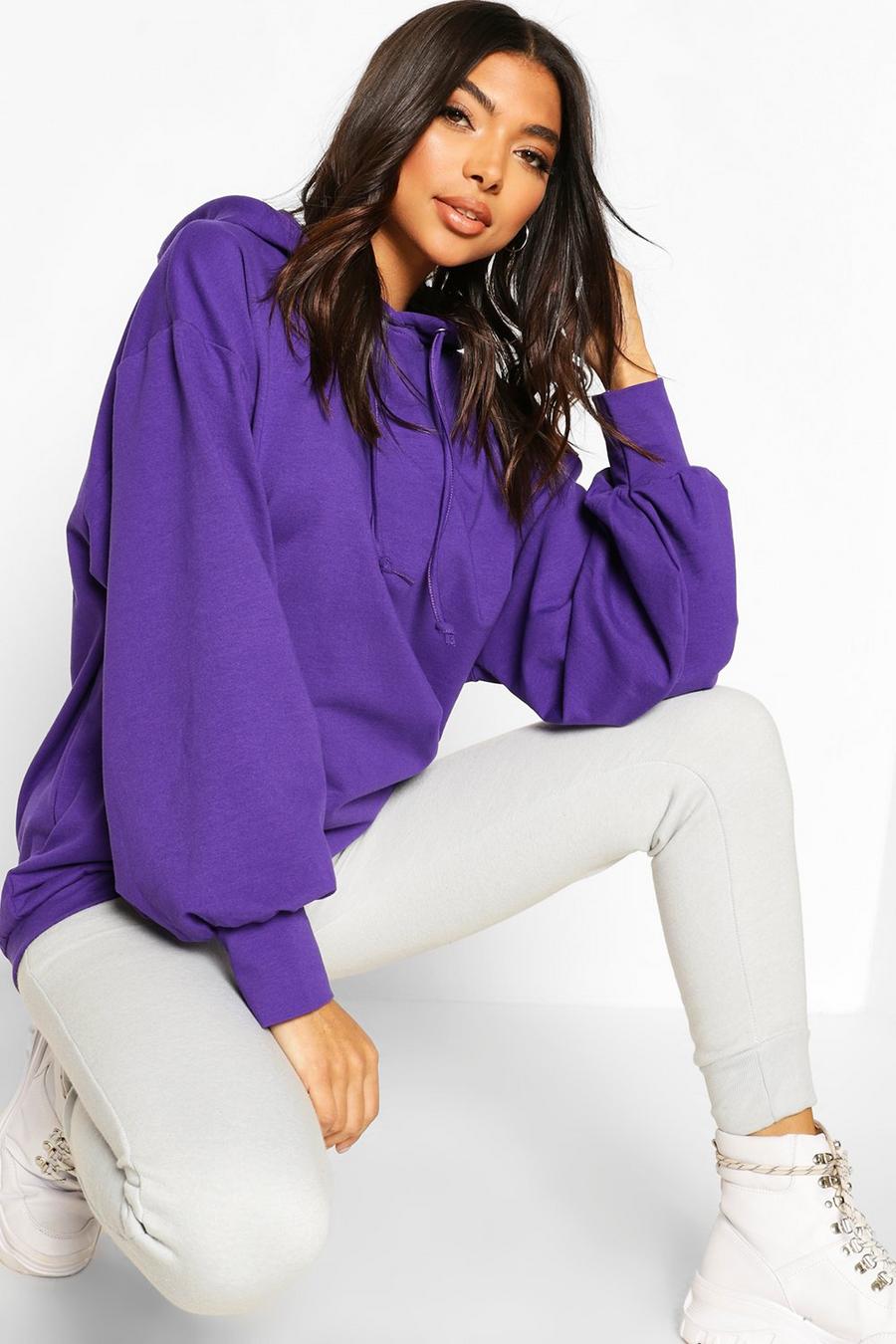 Violet Tall Hooded Extreme Sleeve Sweat Top image number 1