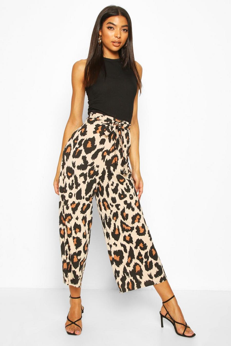 Tall Leopard Belted Culottes image number 1