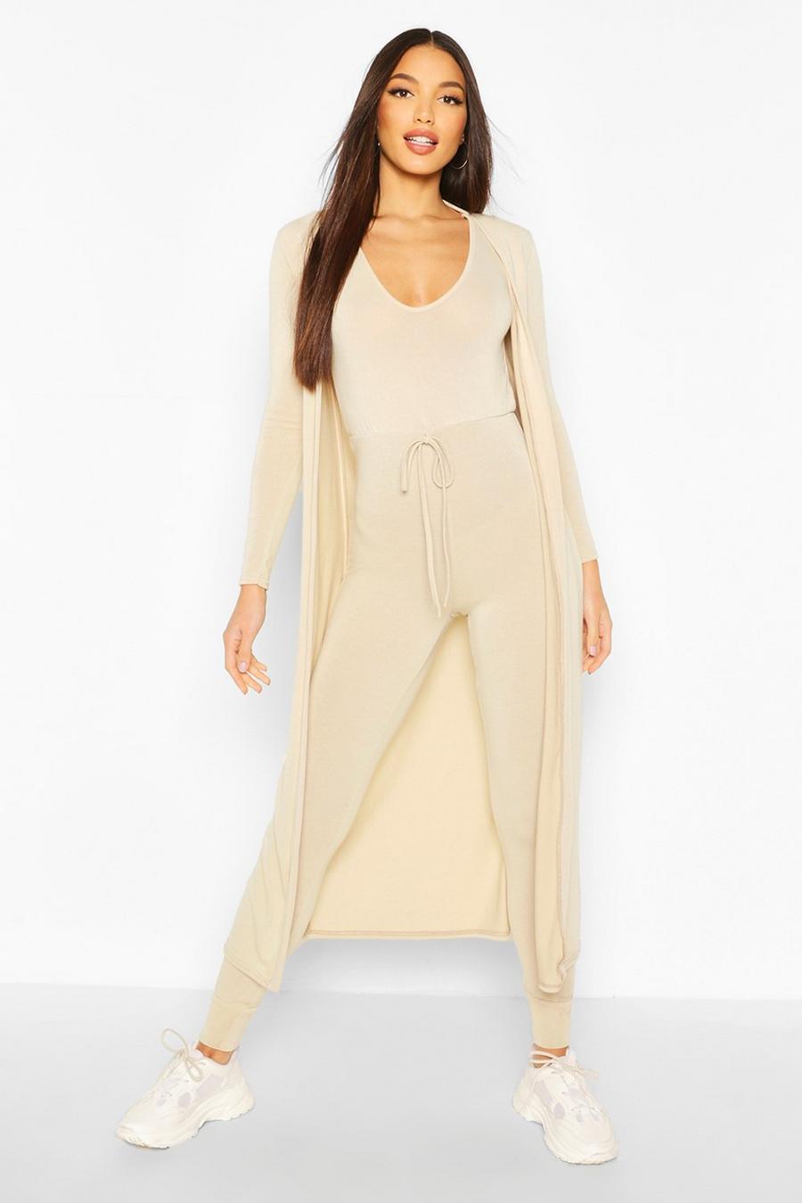 Stone Tall 2 Piece Knit Jumpsuit and Cardigan Set image number 1