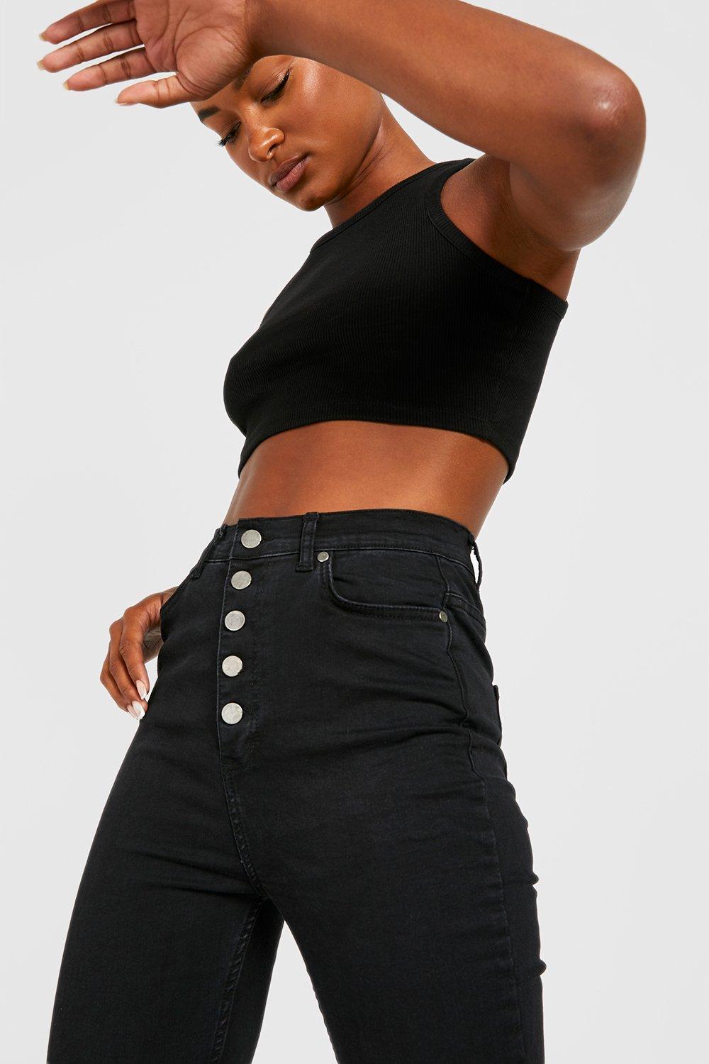 black high waisted flare jeans