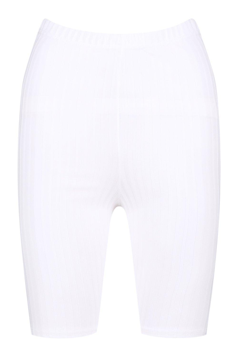 white ribbed cycling shorts