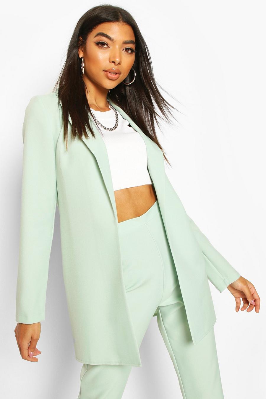 Mint Tall Edge To Edge Woven Blazer image number 1