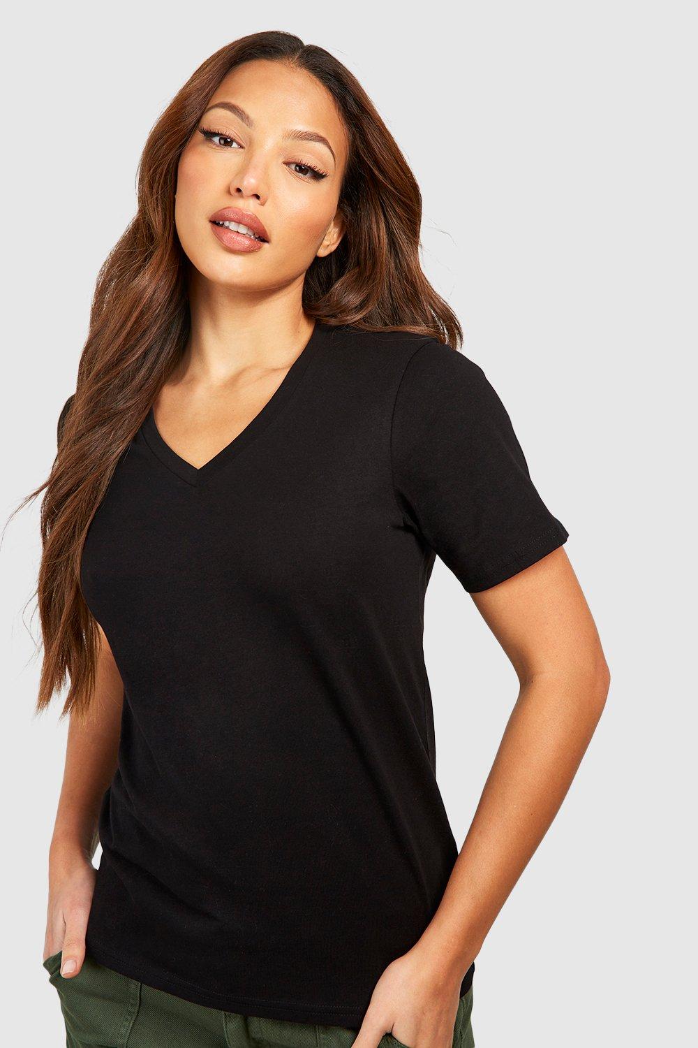 Black v neck t shirt clearance ladies