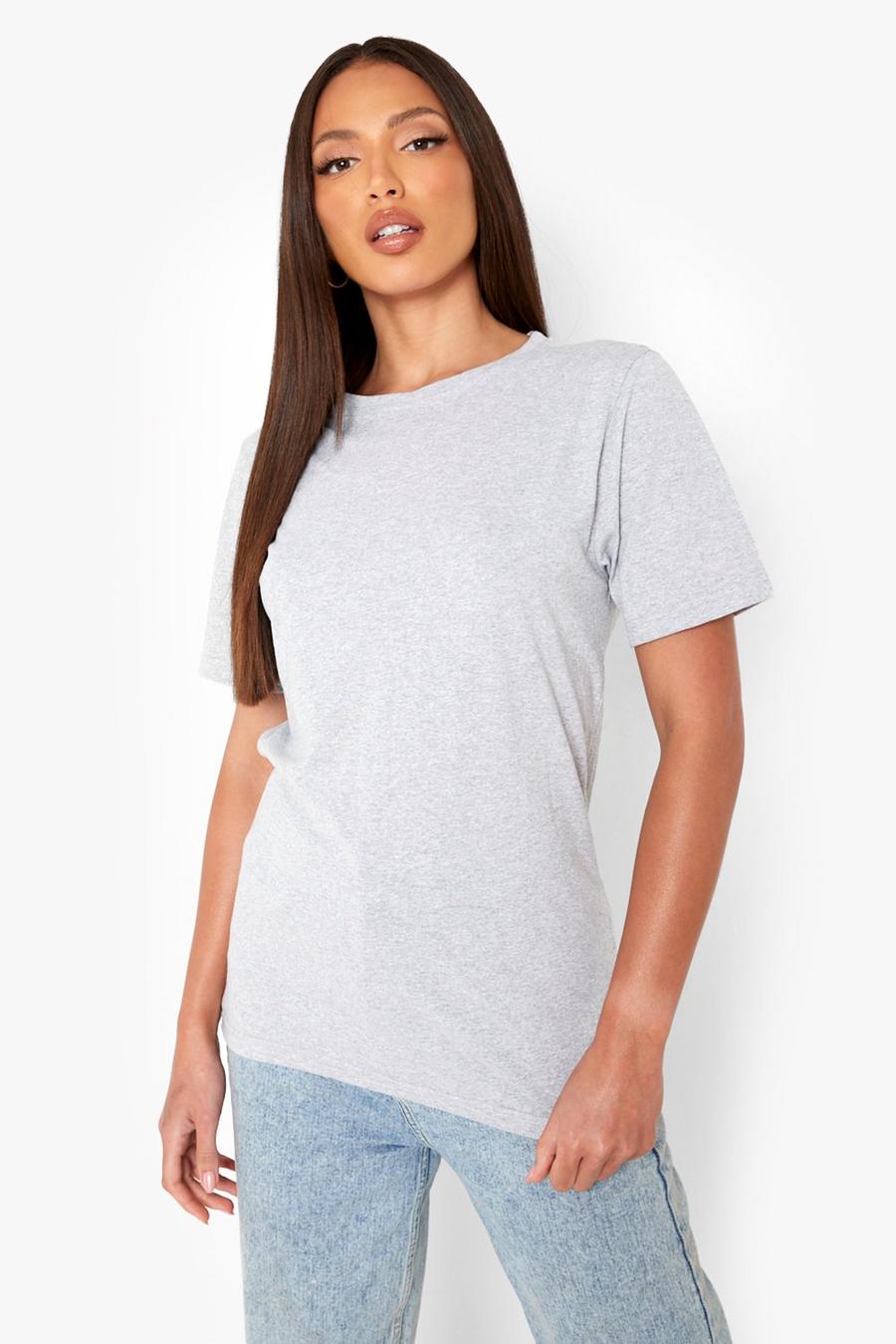 Grey Tall Basic Round Neck Cotton T-Shirt image number 1