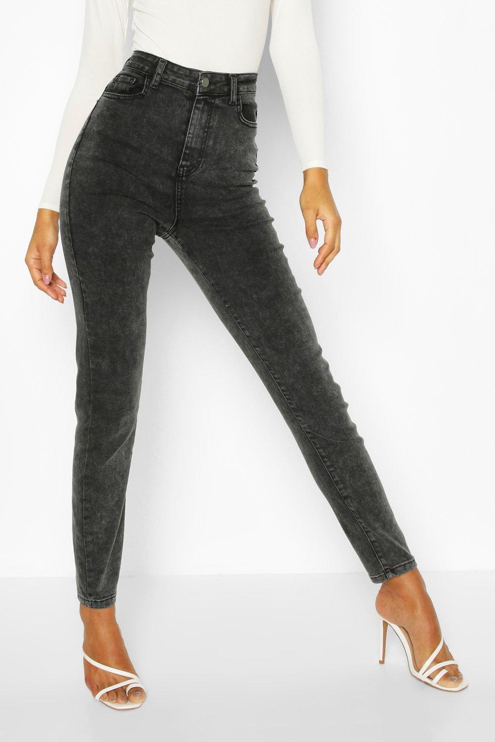 grey high waisted skinny jeans