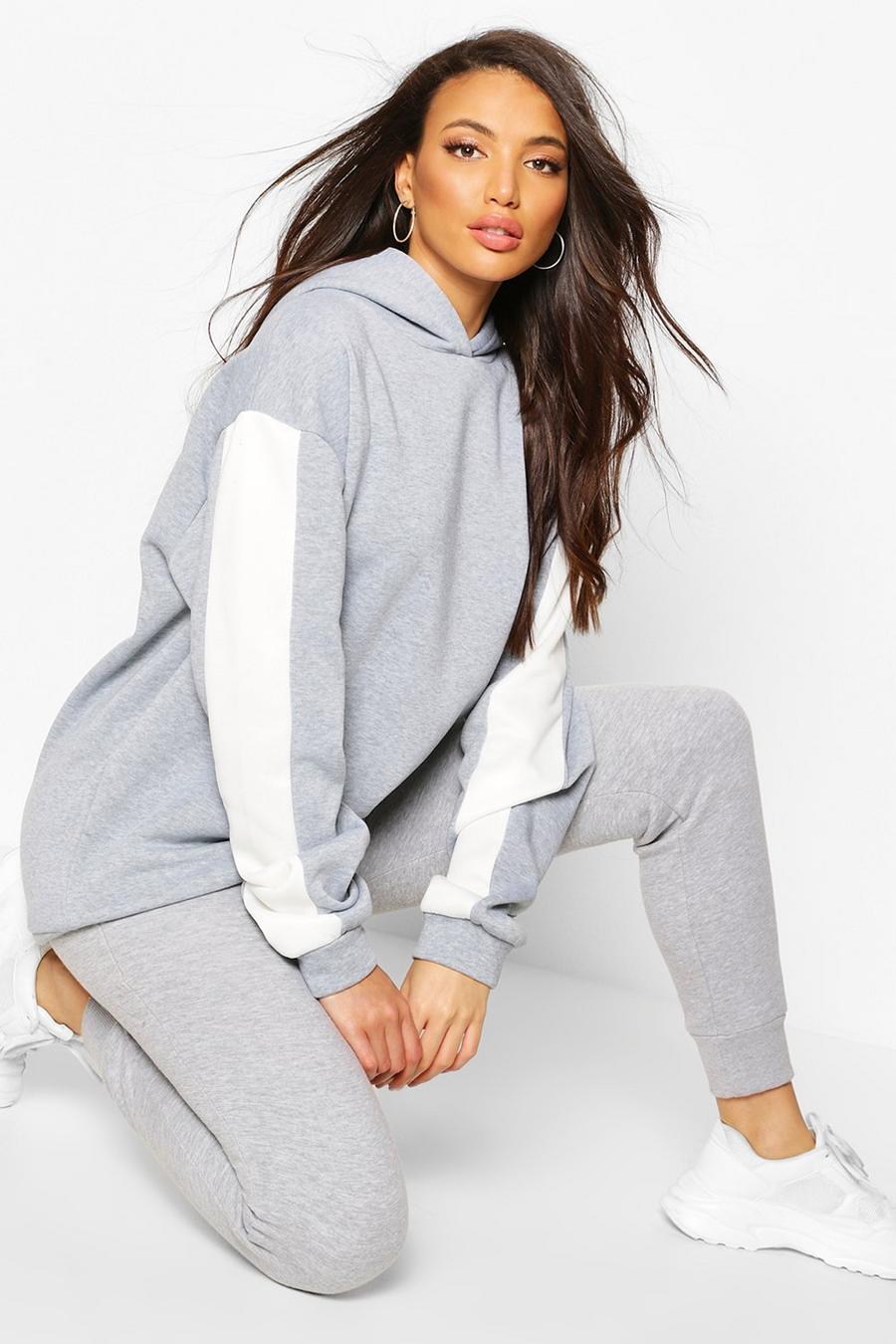 Grey Tall Side Stripe Oversized Hoodie image number 1