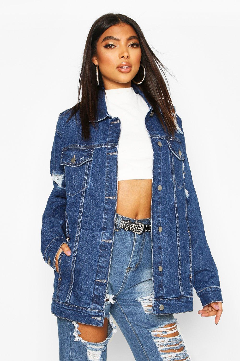 oversized distressed denim jacket