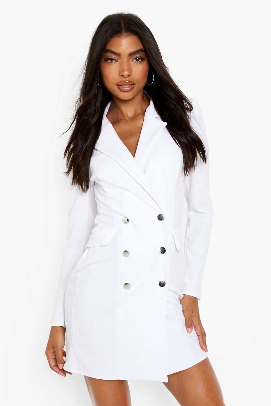 Tall - Robe blazer à manches bouffantes, White image number 1