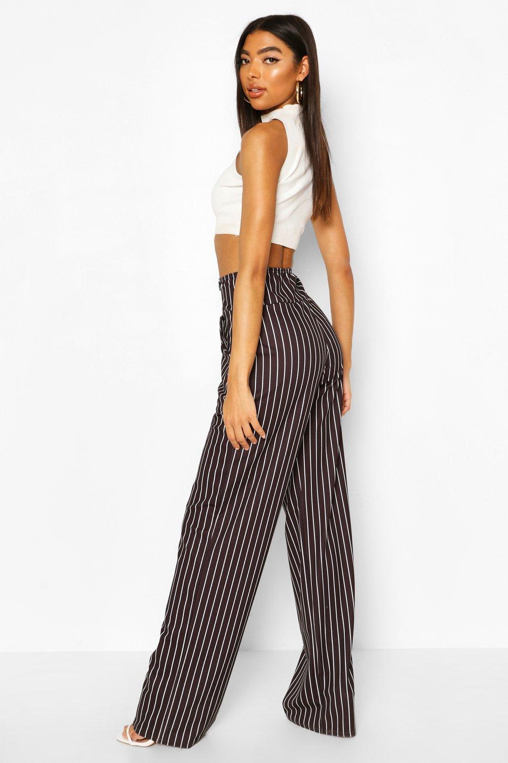 Pantalon taille haute rayures fines Tall