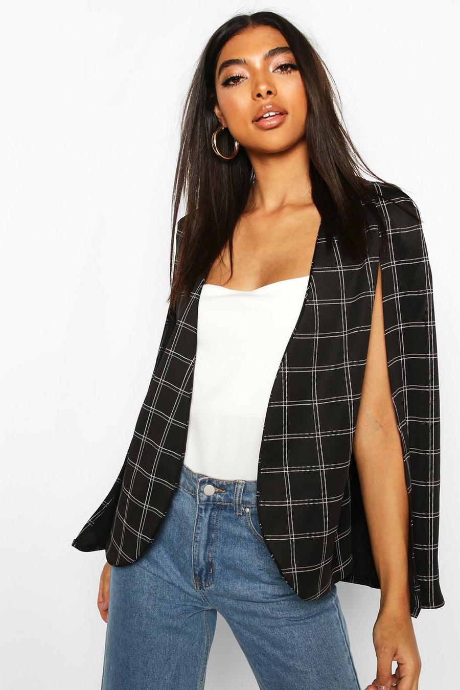 Tall Check Cape Blazer image number 1