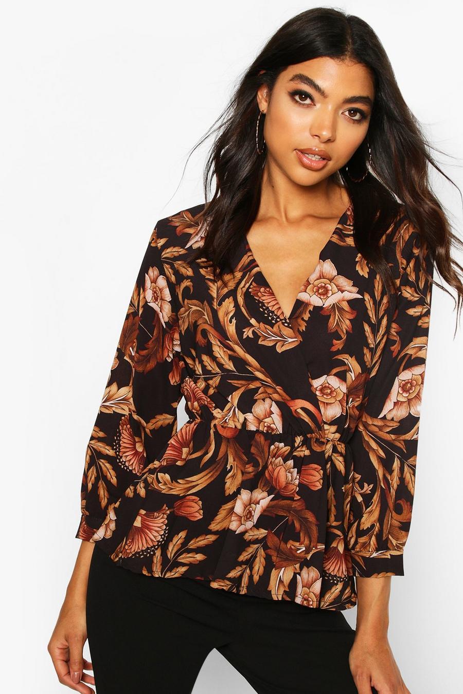Tall Floral Print Peplum Blouse image number 1