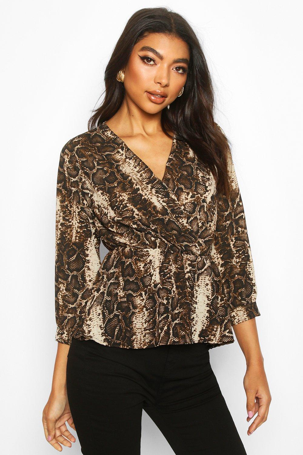 Snake print sale peplum top