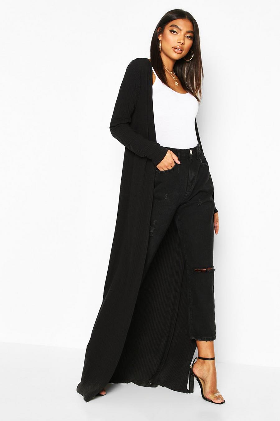 Tall Weicher, gerippter Maxi-Cardigan image number 1