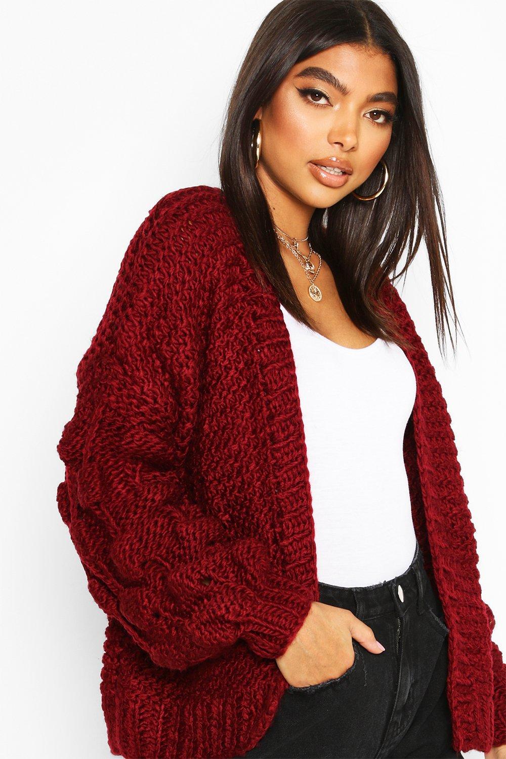 Chunky knit shop bobble sleeve cardigan