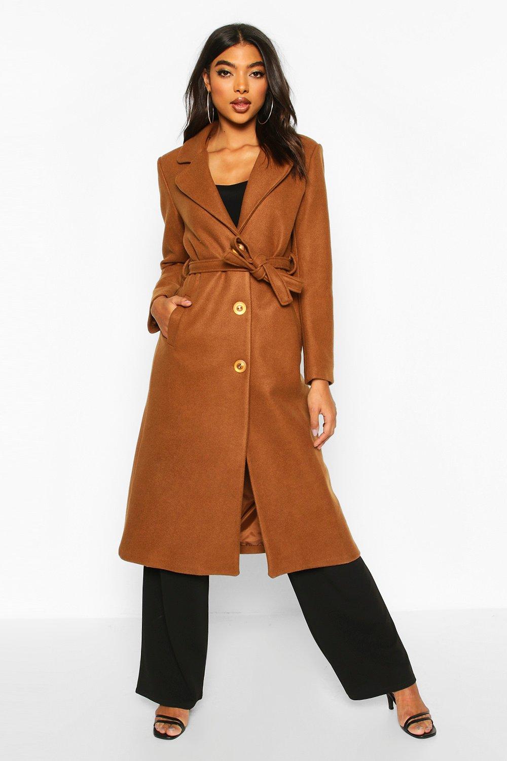 boohoo tall wool belted jacket