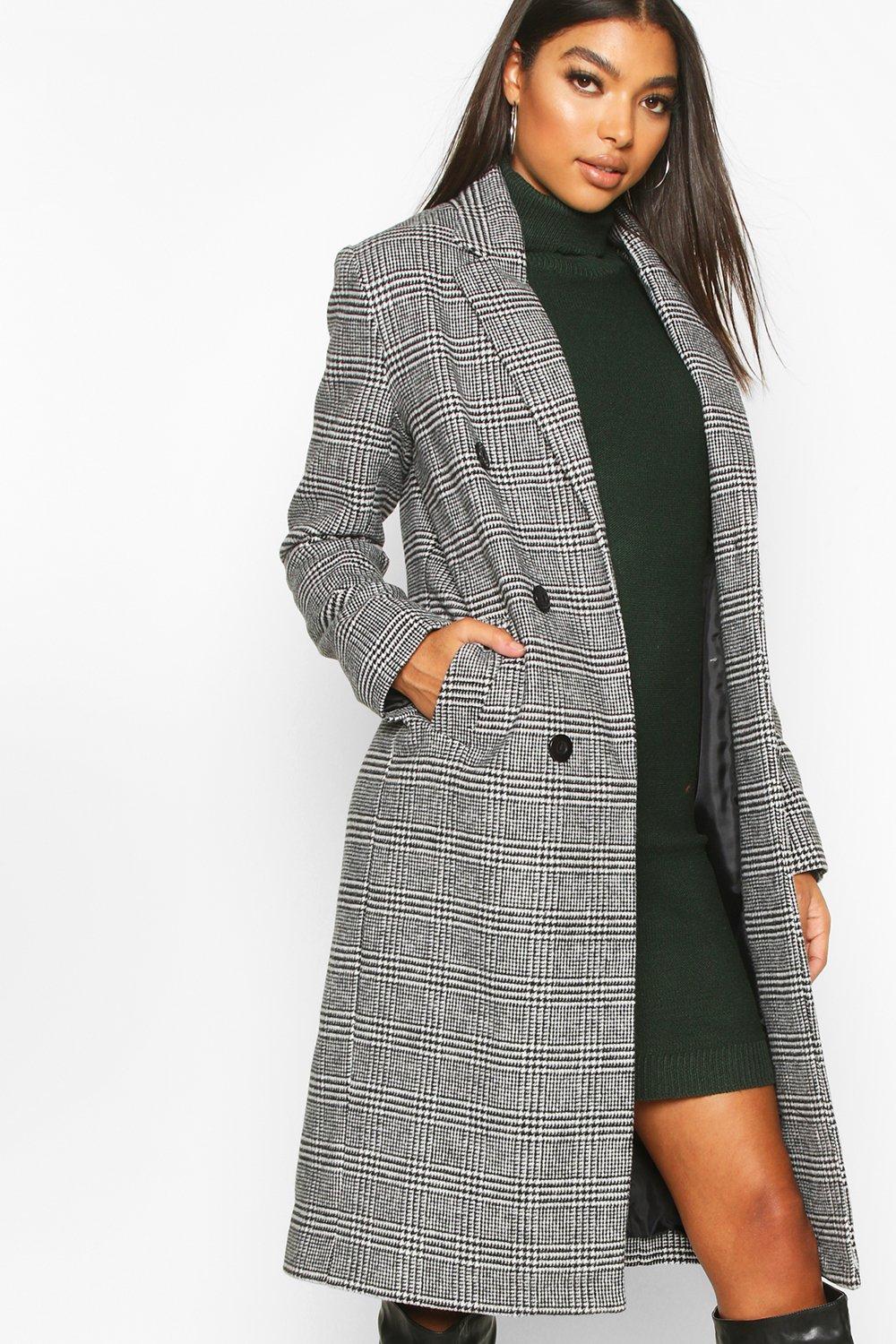 Boohoo hot sale checked coat