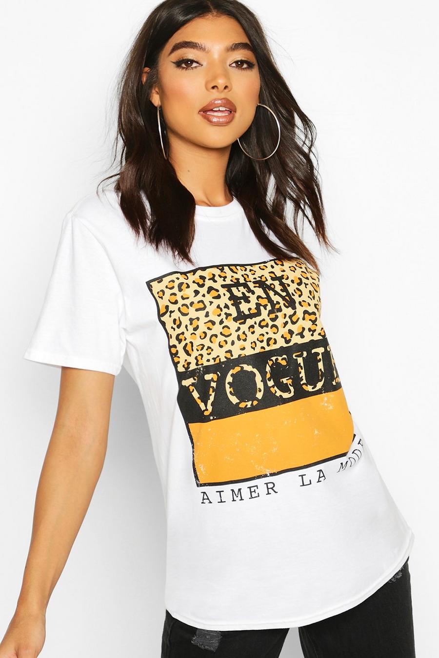 Tall Slogan-T-Shirt mit Slogan und Leopardenmuster image number 1