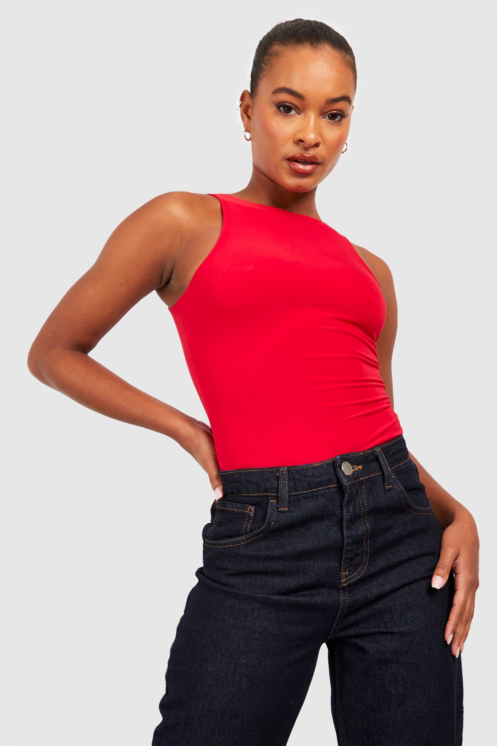 Tall Double Layer Slinky Racer Neck Bodysuit | boohoo Tall Double Layer Slinky Racer Neck Bodysuit | boohoo