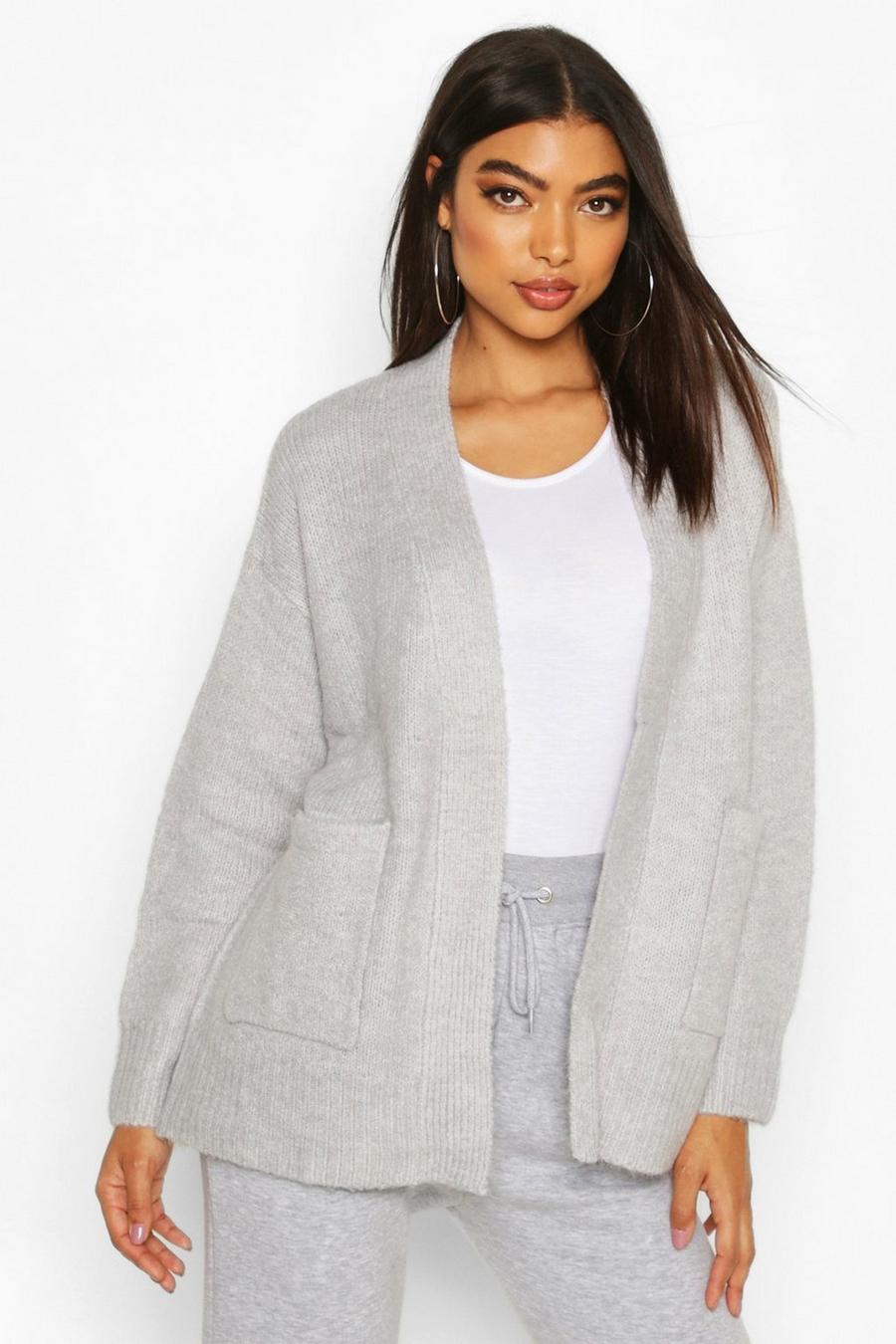 Grey Tall Soft Knit Edge to Edge Cardigan image number 1