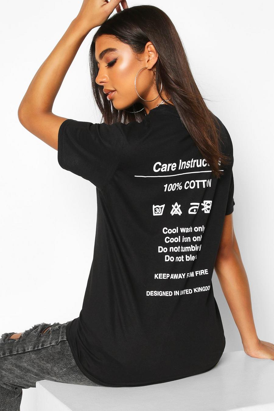 Tall 'Instruction' Slogan T-Shirt, Black noir image number 1