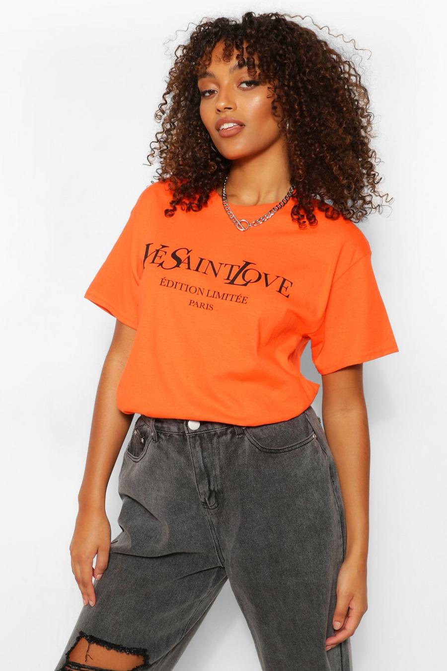 Camiseta con eslogan “French” Alta, Naranja image number 1