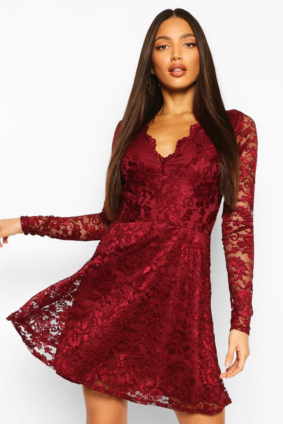 Tall Plunge Lace Skater Dress image number 1