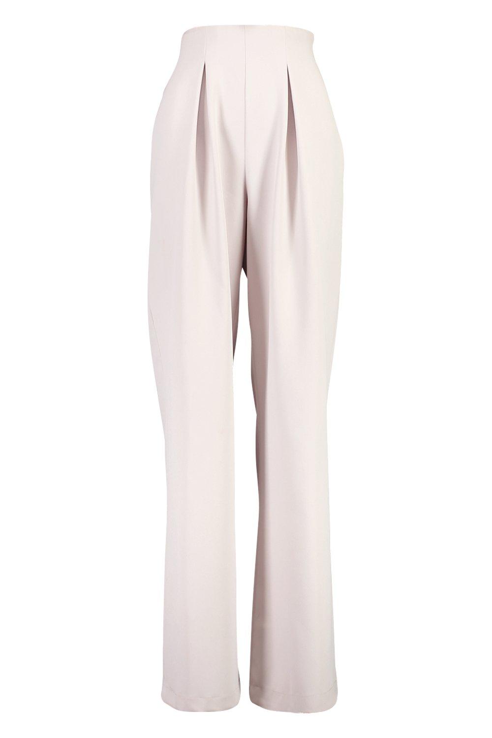 Pleated High Waisted Wide Leg Trousers