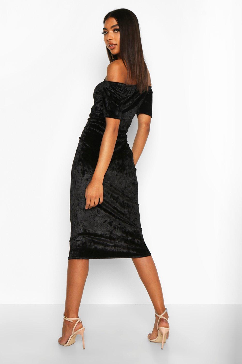 Crushed velvet midi clearance dress