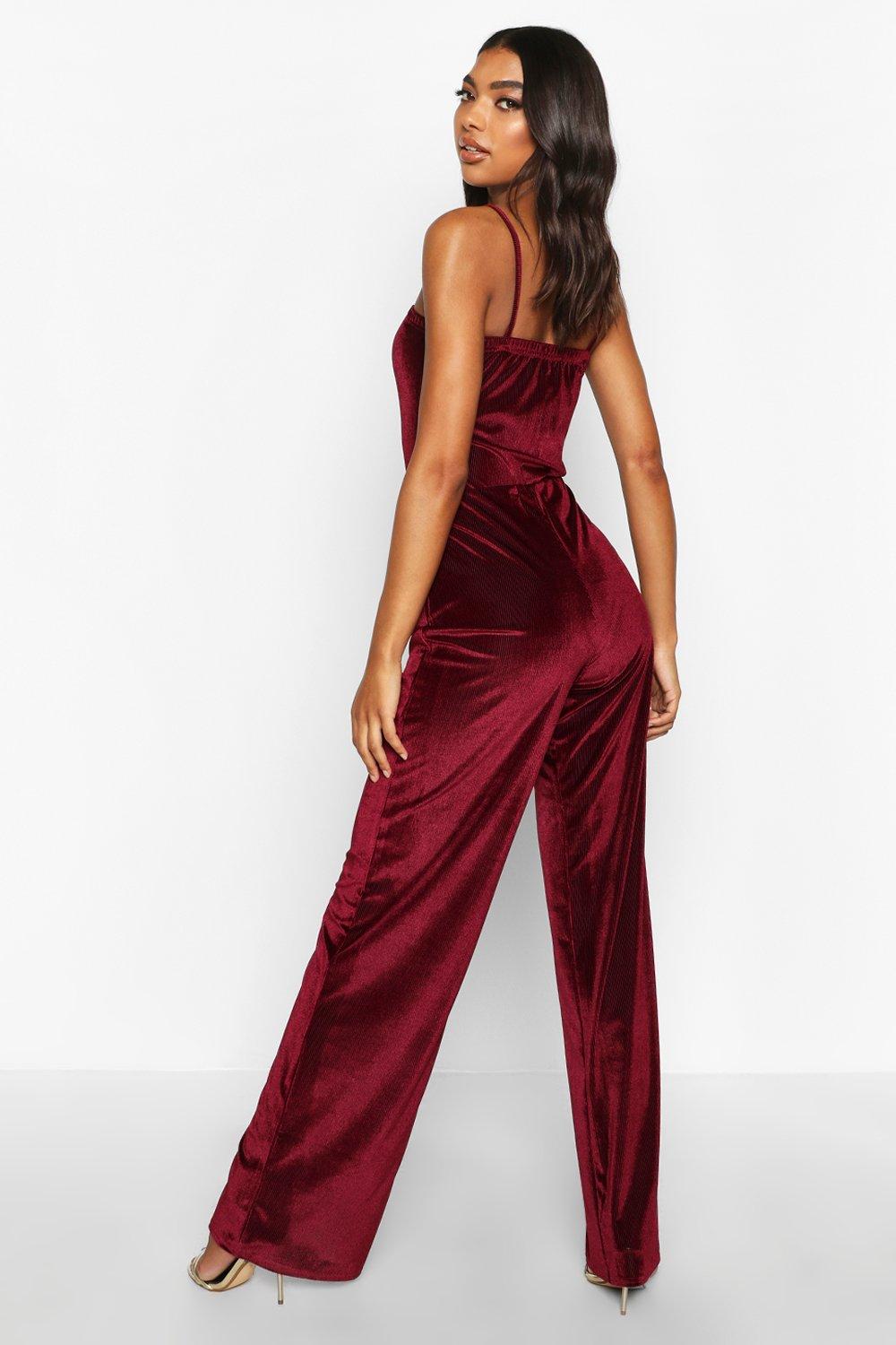 Tall Rib Velvet Wide Leg Trousers