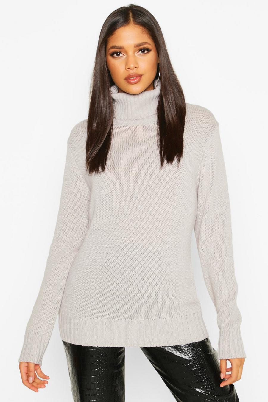 Silver Tall Roll Neck Soft Knitted Jumper image number 1