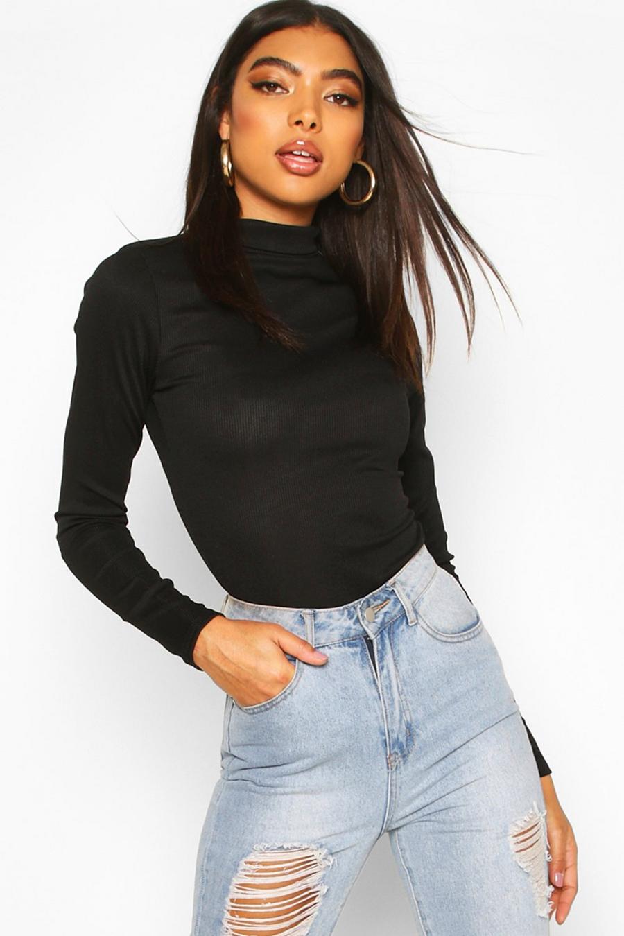 Tall Rib Knit High Neck Bodysuit image number 1