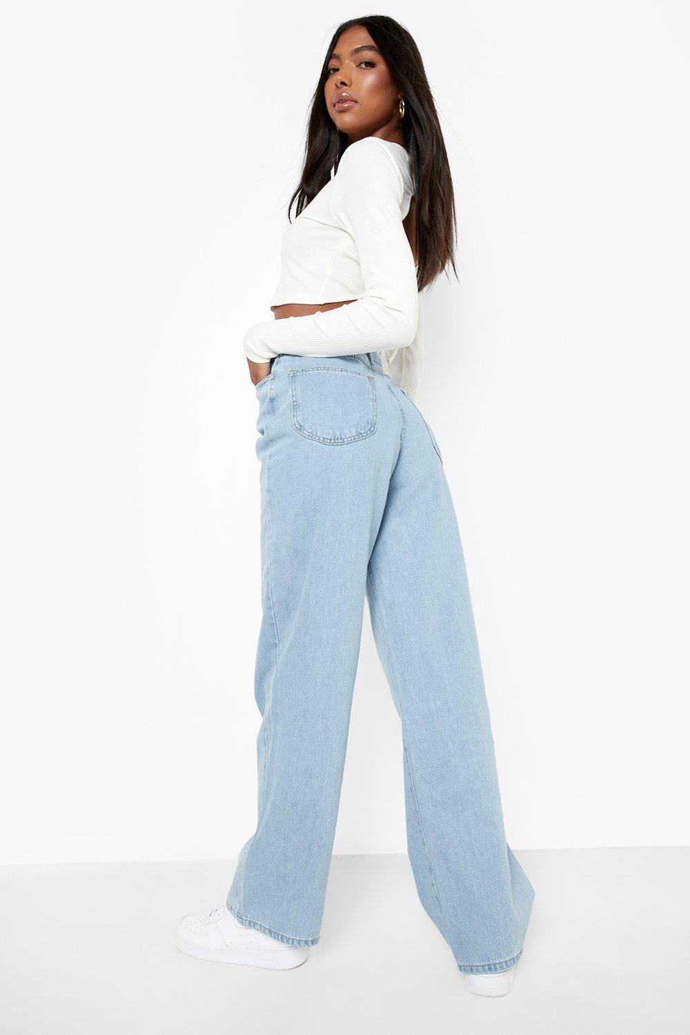 boohoo High Rise Wide Leg Jeans