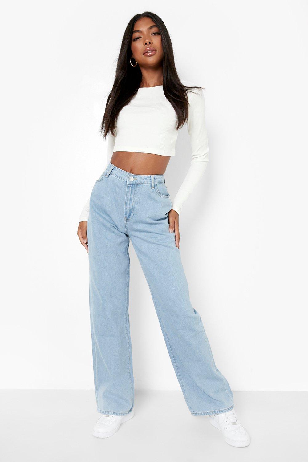 Women's High Rise Wide Leg Blue Jeans