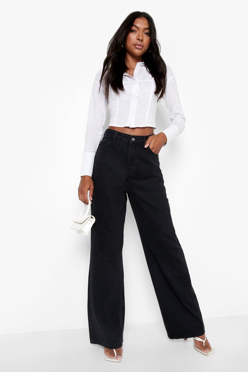 Tall High Rise Wide Leg Jeans boohoo