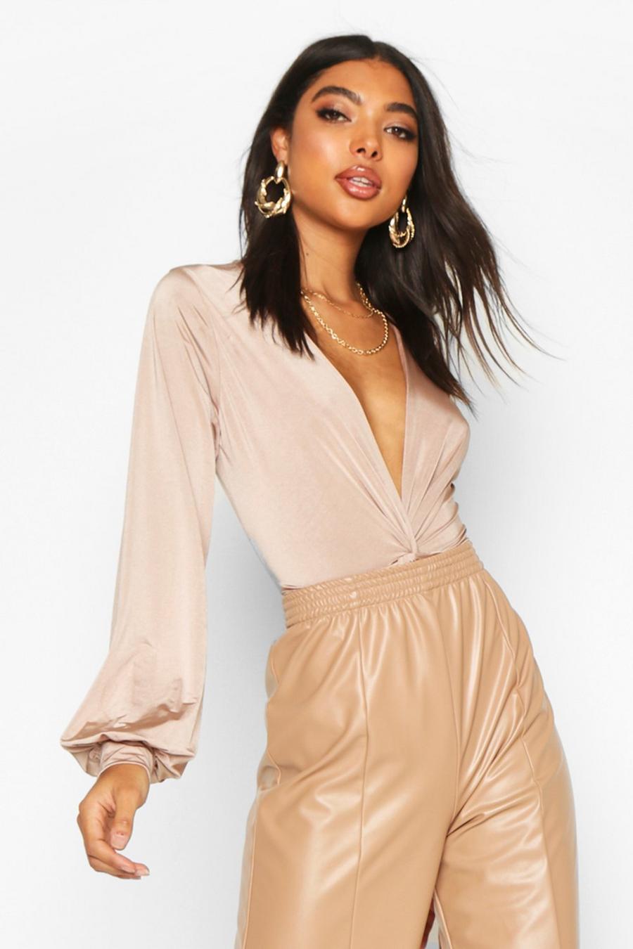 Tall Wrap Front Blouson Sleeve Bodysuit image number 1