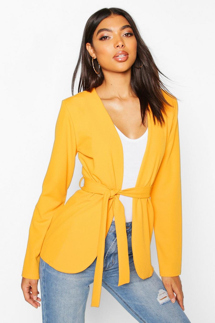 Mustard yellow Tall Belted Blazer image number 1