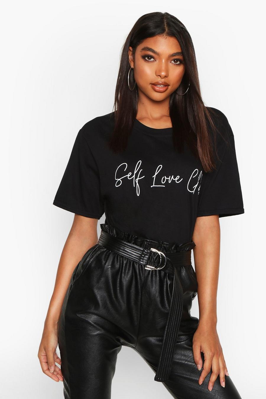 T-shirt Tall con scritta Self love image number 1