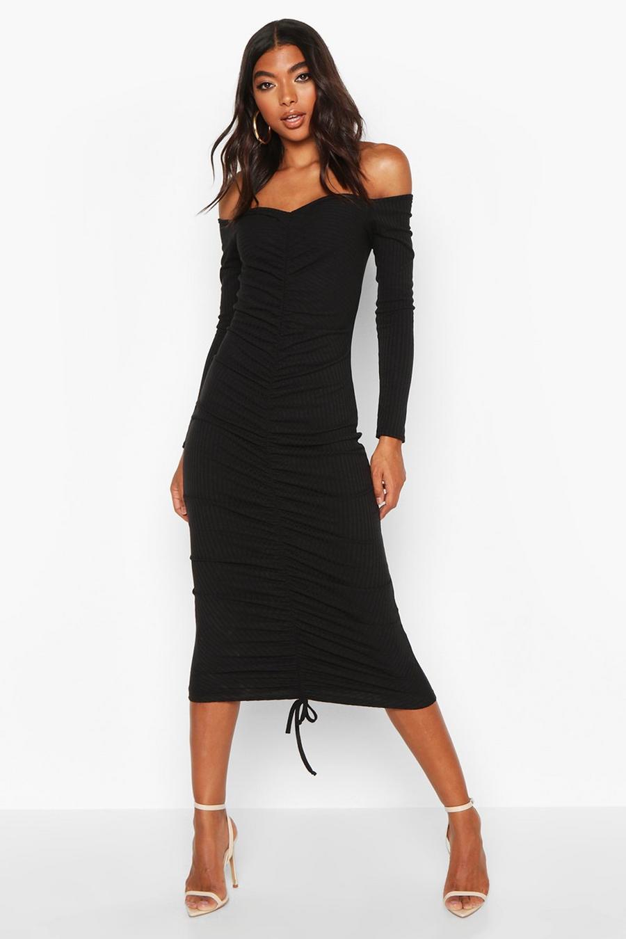 Tall Ruched Rib Bodycon Midi Dress image number 1